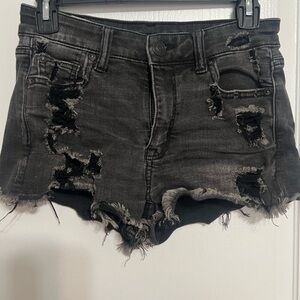 American Eagle Distressed Black Denim Shorts